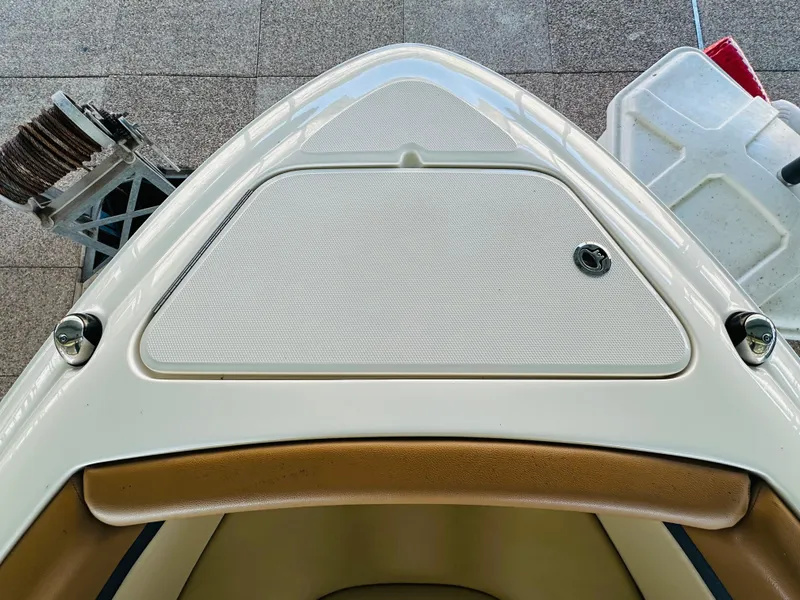 Slide: The Image of 2015 Sea Ray 250 SLX boat bow with storage compartment. - 40
