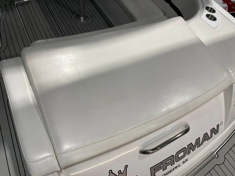 Slide: The Image of 2006 Formula 330 Sun Sport boat with white seating and custom nameplate. - 10