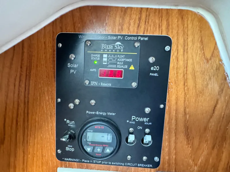 Slide: The Image of Control panel of a 2001 Jeanneau Sun Odyssey 40 sailboat with solar power system. - 26