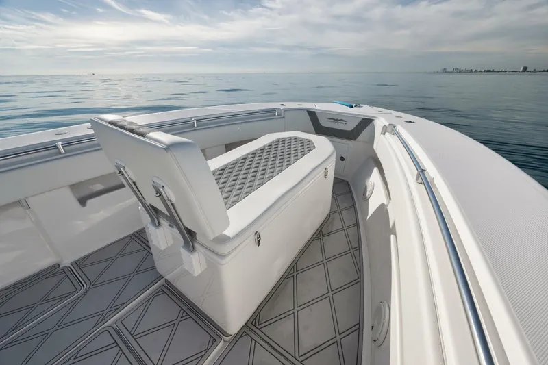 Slide: The Image of 2020 Invincible Open Fisherman boat interior with seating, ocean view. - 23