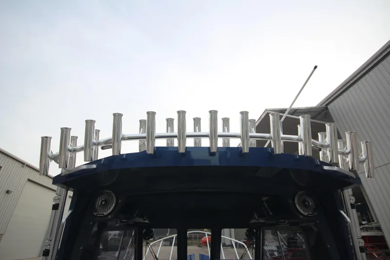 Slide: The Image of 2025 Weldcraft 240 Ocean King boat with multiple rod holders, Great Lakes Edition. - 29