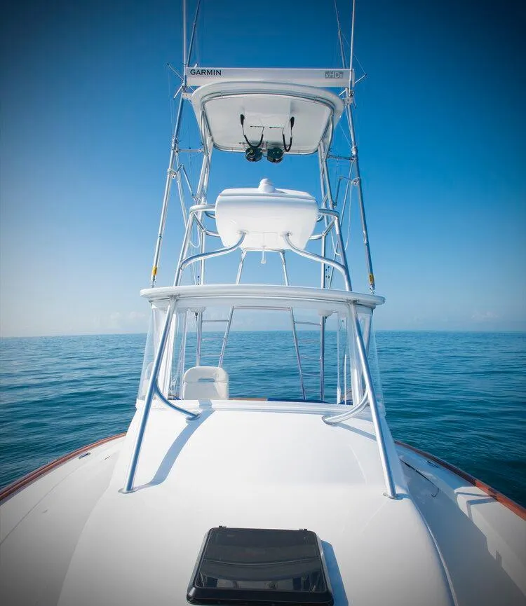 Slide: The Image of 2025 Maverick Yachts Costa Rica 36 Walkaround on calm ocean waters. - 5