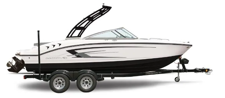 The Image of 2025 Chaparral 21 SSi boat on display in showroom, side view. - 1
