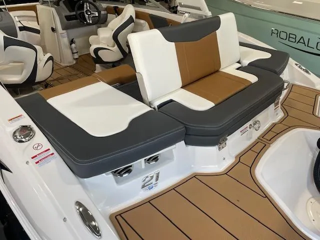 Slide: The Image of 2025 Chaparral 21 SSi OB boat interior with stylish seating and modern design. - 4