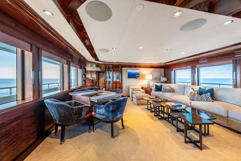 Slide: The Image of Luxurious 2013 Westport W164 yacht interior with ocean views and elegant seating area. - 13