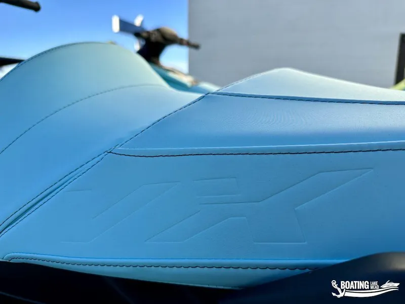 Slide: The Image of Close-up of 2025 Yamaha WaveRunner VX Limited Ho seat with embossed logo. - 2