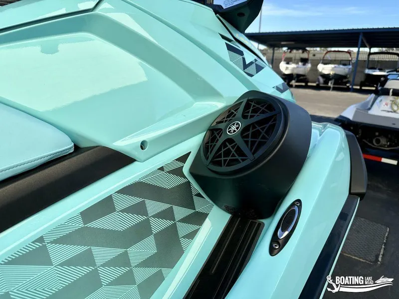 Slide: The Image of 2025 Yamaha WaveRunner VX Limited Ho with speaker and geometric design. - 7