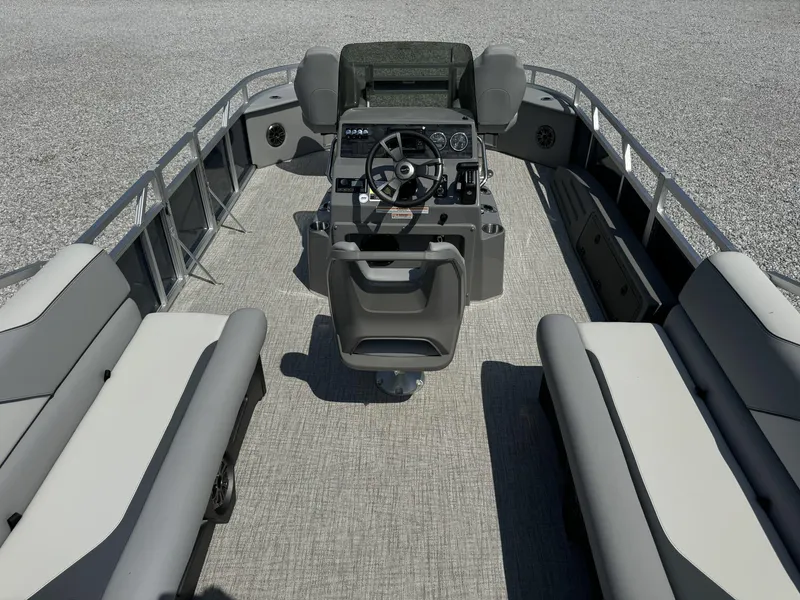 Slide: The Image of 2025 Tahoe Pontoon Sport 85, 23 FT center console fishing boat interior. - 6