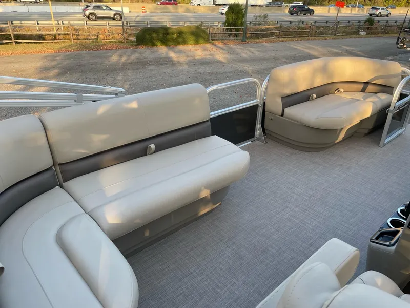 Slide: The Image of 2025 Sun Tracker Party Barge 16 DLX with spacious seating and modern design. - 44