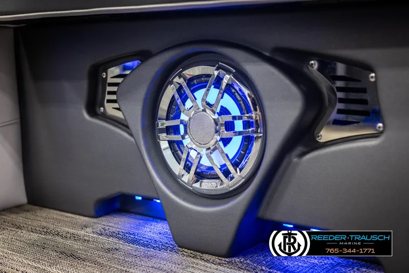 Slide: The Image of Illuminated speaker system in 2025 Avalon Catalina QL boat interior. - 38