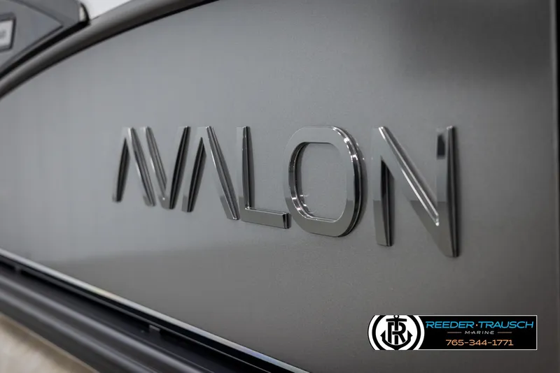 Slide: The Image of 2025 Avalon Catalina QL boat logo with Reeder-Trausch Marine branding. - 43