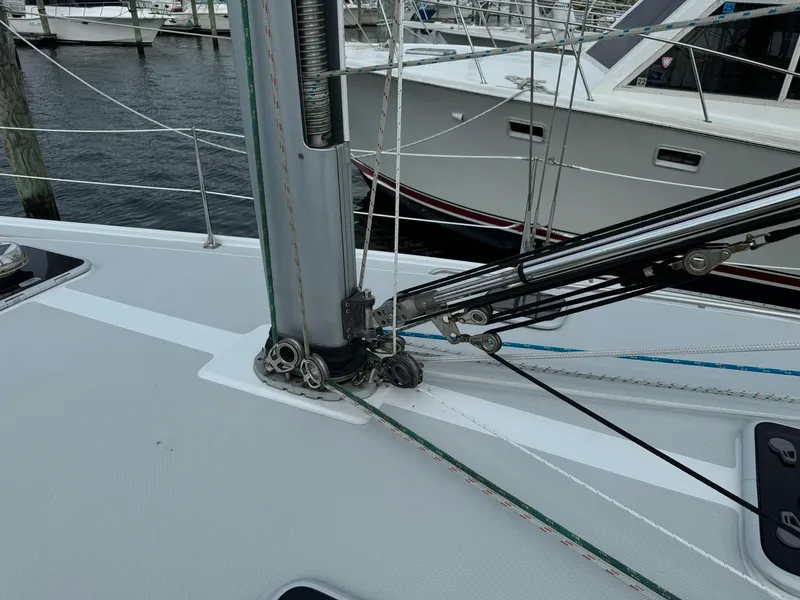 Slide: The Image of Close-up of 2004 Catalina 42 MkII sailboat deck and rigging. - 10