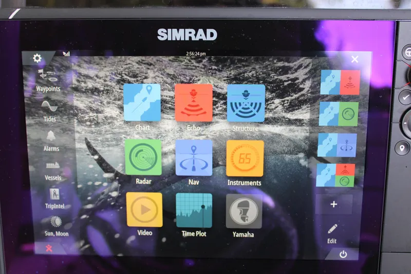 Slide: The Image of Simrad marine display on 2018 Sea Hunt Ultra 255 SE boat dashboard. - 47