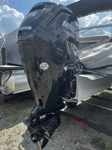 Slide: The Image of 2023 Sun Tracker Party Barge 18 with Mercury outboard motor. - 6