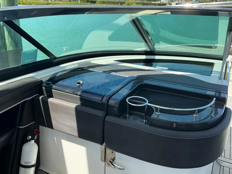 Slide: The Image of 2016 Sea Ray 350 SLX boat interior with sleek design and modern amenities. - 35