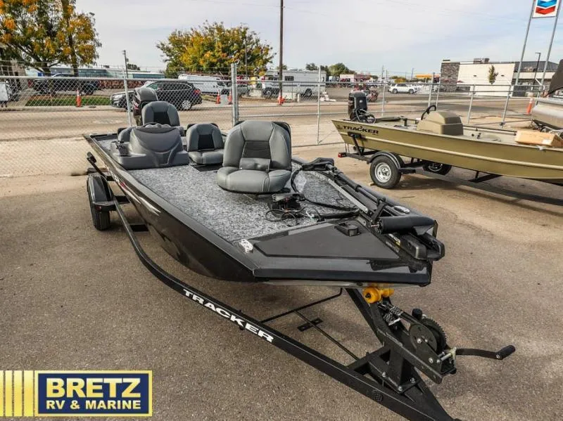 Slide: The Image of 2025 Pro 170 fishing boat displayed at Bretz RV & Marine dealership. - 1