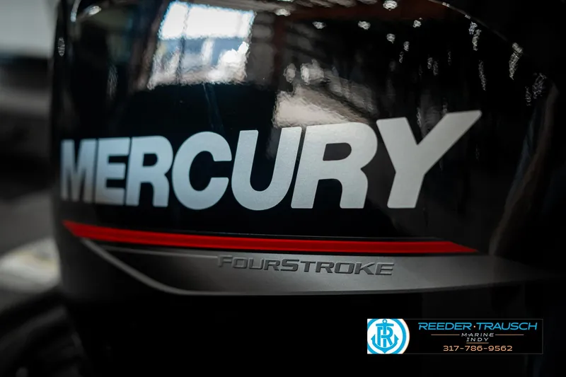 Slide: The Image of Close-up of Mercury FourStroke engine on 2025 Lund 1775 Adventure Sport boat. - 41