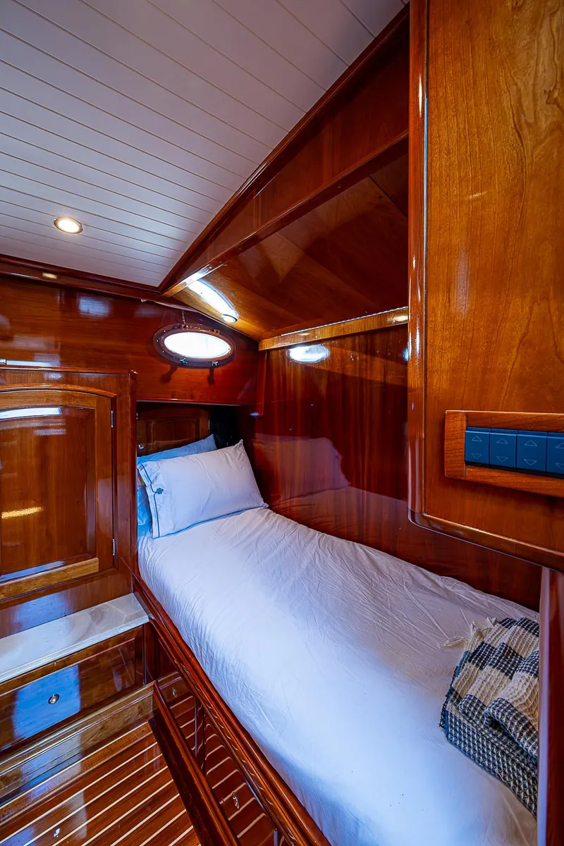 Slide: The Image of Luxurious wooden cabin interior of 2005 Hinckley Talaria 55 MY yacht. - 29