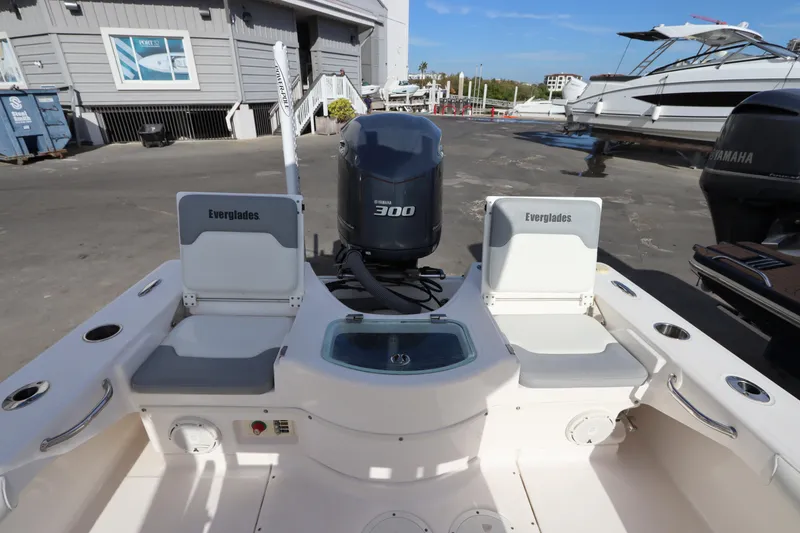 Slide: The Image of 2012 Everglades 243 Center Console boat with Yamaha 300 engine at marina. - 13