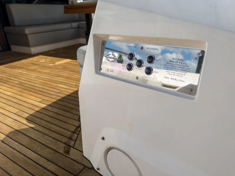 Slide: The Image of Control panel on 2020 Sunseeker Predator 74 yacht with teak deck. - 36