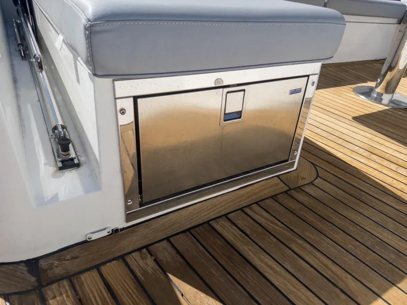 Slide: The Image of Sunseeker Predator 74 yacht deck with stainless steel storage, 2020 model. - 38