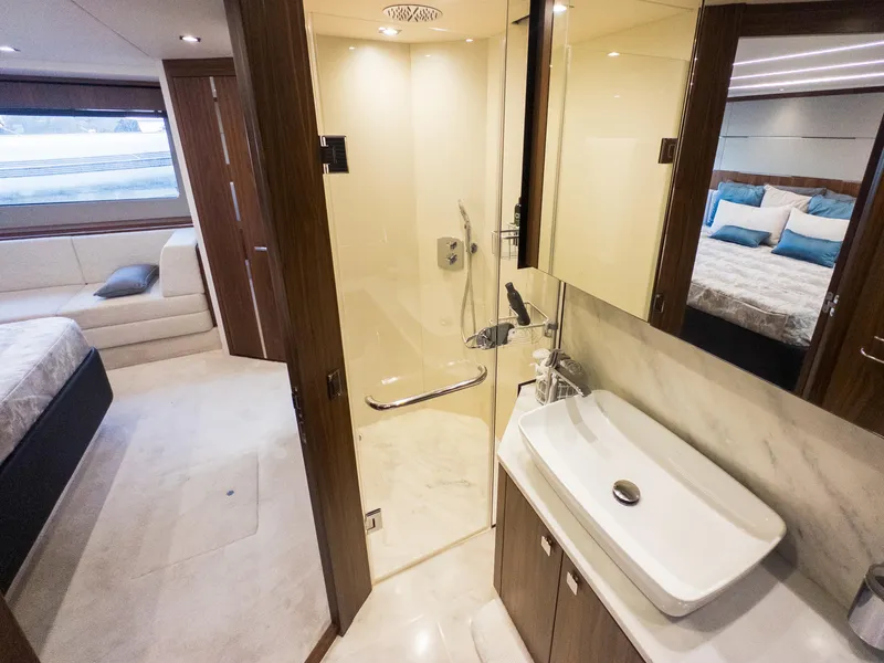Slide: The Image of Luxurious bathroom interior of 2020 Sunseeker Predator 74 yacht with modern amenities. - 40
