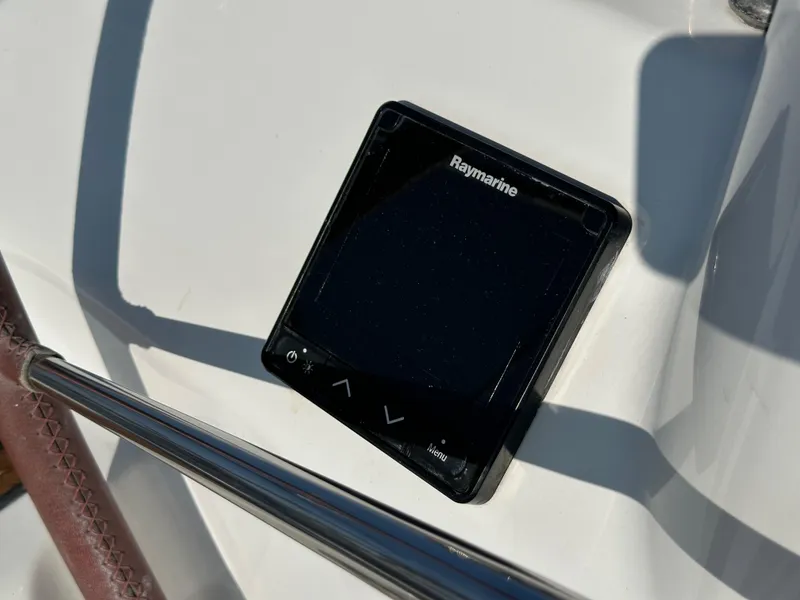 Slide: The Image of Raymarine display on 2011 Beneteau Oceanis 40 yacht, featuring sleek design and modern navigation technology. - 35