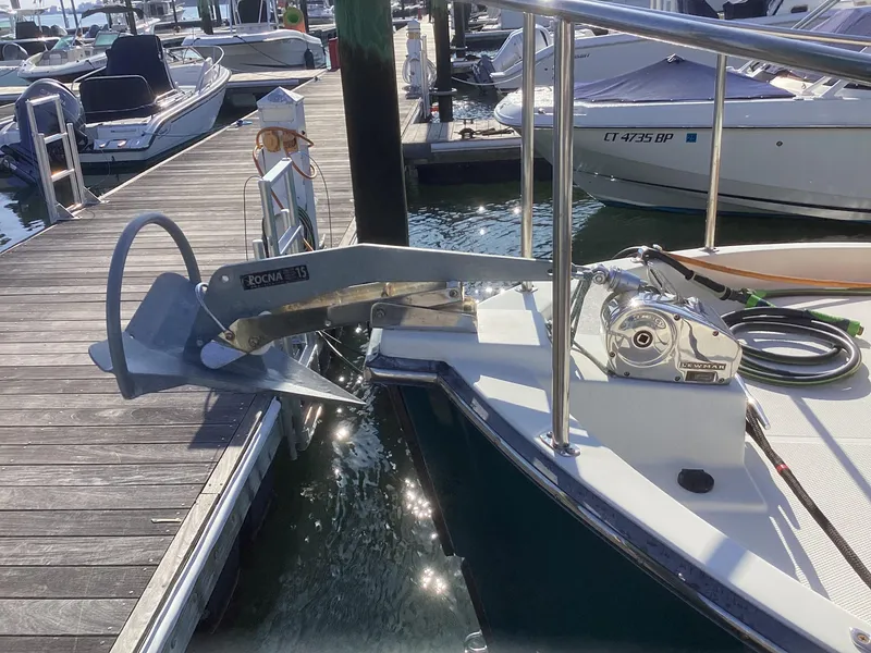 Slide: The Image of 2012 Ranger Tugs R-27 boat with anchor at marina dock. - 5