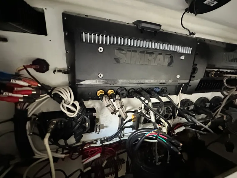Slide: The Image of Simrad marine electronics wiring in a 2016 Freeman 37VH boat. - 44