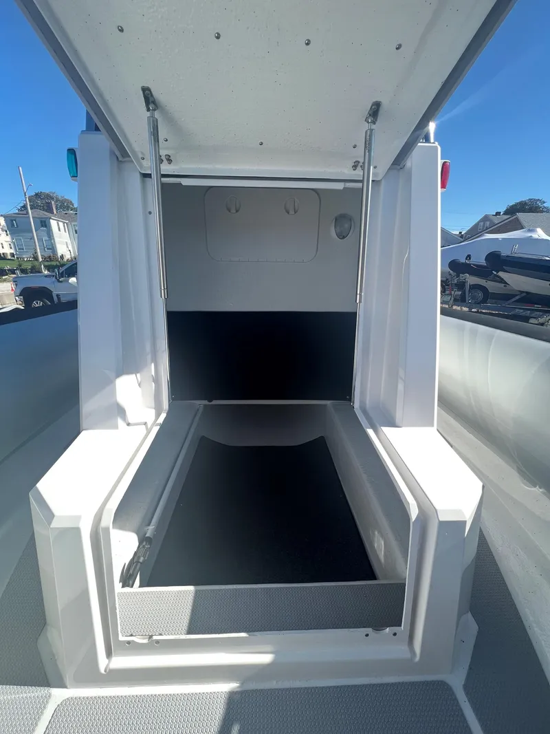 Slide: The Image of 2023 Protector 250 Chase boat interior with open storage compartment. - 10