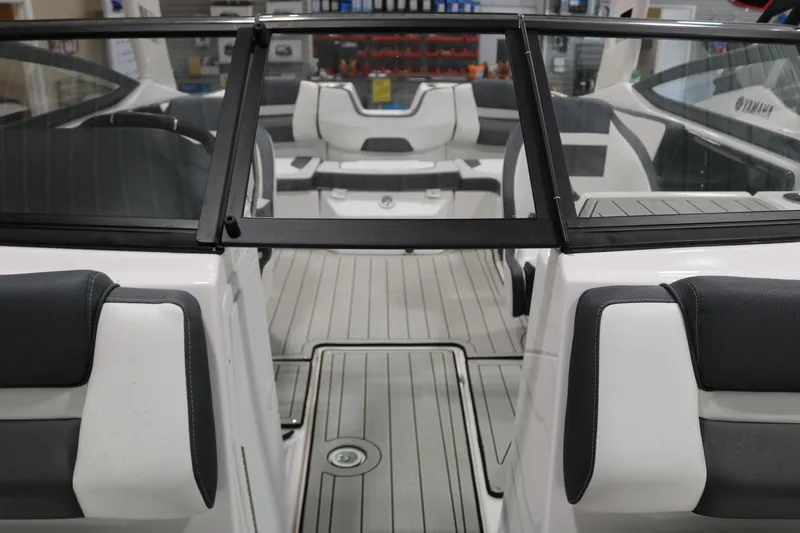 Slide: The Image of 2025 Yamaha Boats 195S interior with sleek seating and modern design. - 15