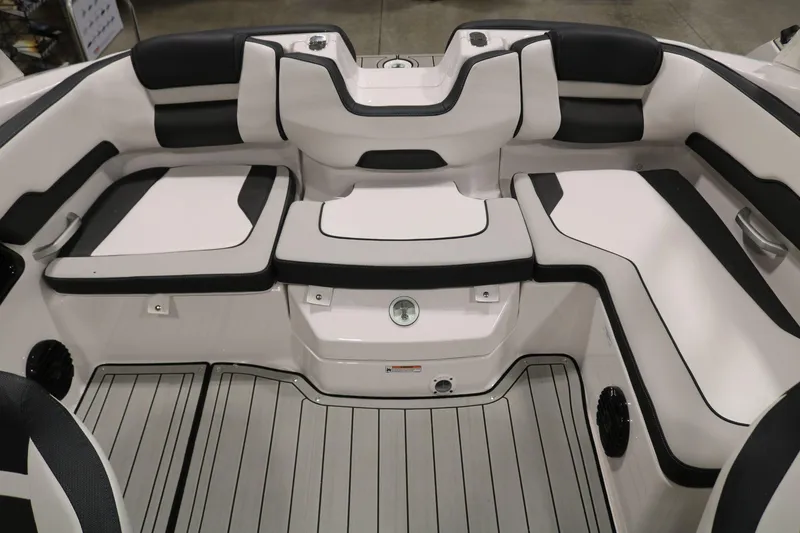 Slide: The Image of 2025 Yamaha Boats 195S interior with sleek seating and modern design. - 25