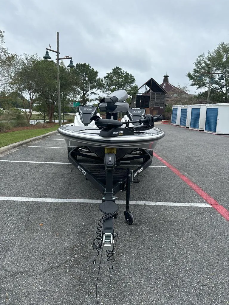 Slide: The Image of 2025 Nitro Z18 boat on trailer in parking lot. - 3