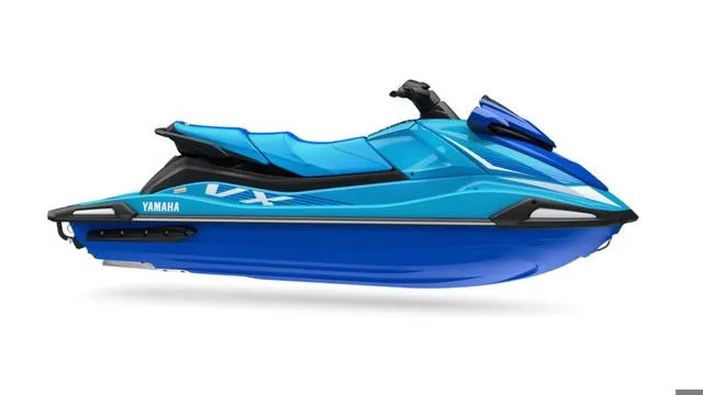 Slide: The Image of 2025 Yamaha Marine Waverunner VX Deluxe in cyan and azure blue. - 4