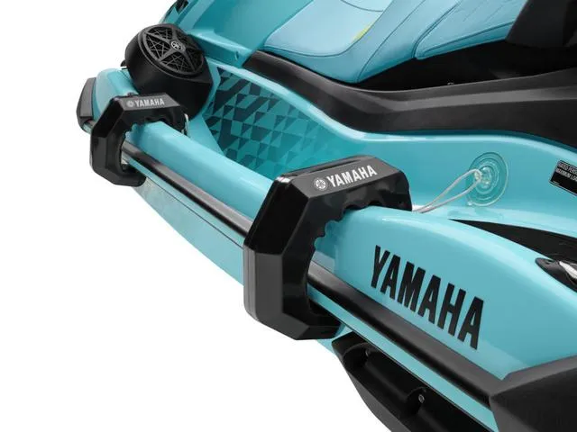 Slide: The Image of 2025 Yamaha Marine Waverunner VX, turquoise design, close-up of rear section and branding. - 9