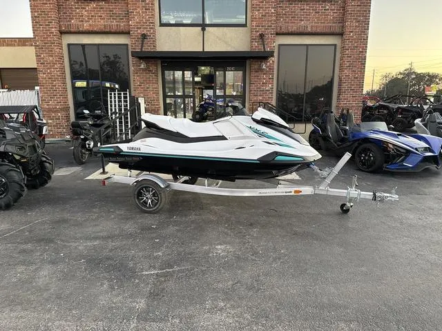 Slide: The Image of 2025 Yamaha Marine Waverunner VX-C in white and black, sleek design. - 1