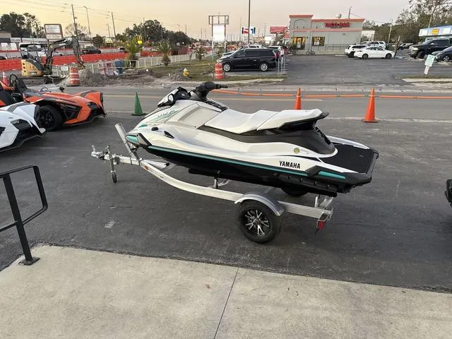 Slide: The Image of 2025 Yamaha Marine Waverunner VX-C in white and black on a trailer. - 14