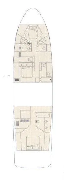 Slide: The Image of Floor plan of a 1998 Hatteras 74 Sport Deck yacht, showcasing interior layout. - 28