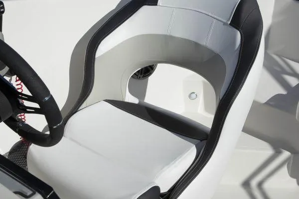 Slide: The Image of 2025 Starcraft SVX 190 OB boat seat, featuring sleek white and black design. - 8