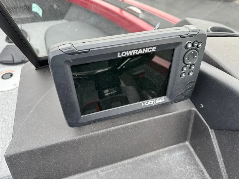 Slide: The Image of Lowrance Hook fish finder on 2024 Tracker Targa V-18 Combo boat dashboard. - 14