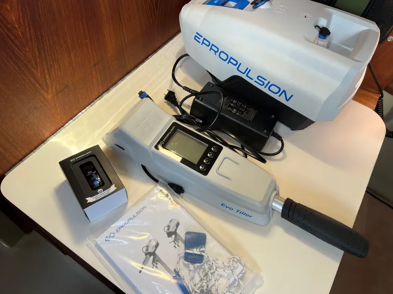 Slide: The Image of EPropulsion motor kit on O'Day 34 sailboat, 1983 model, with accessories and manual. - 26