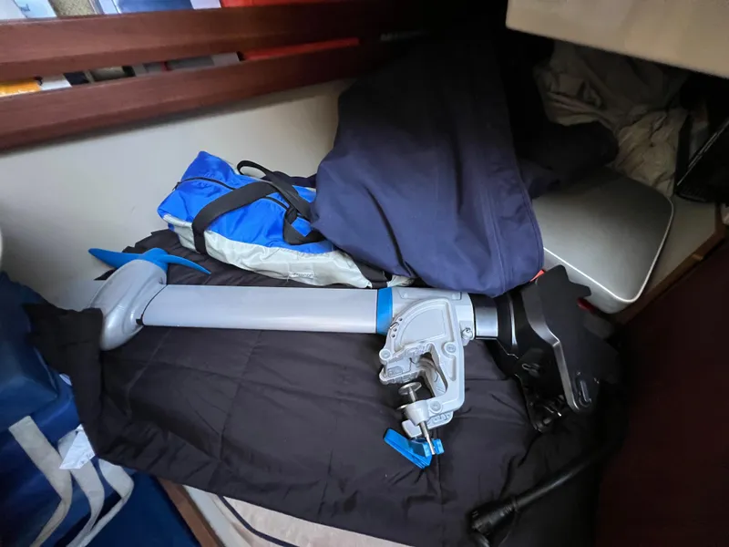 Slide: The Image of Interior of 1983 O'Day 34 sailboat with stored equipment and gear. - 37