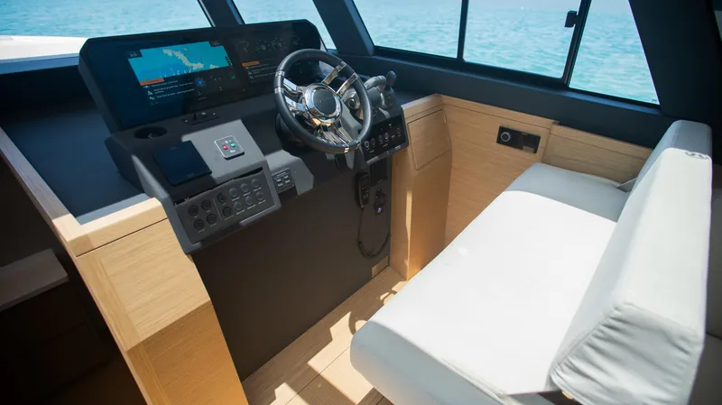Slide: The Image of 2023 Pardo Yachts GT52 helm with modern controls and comfortable seating. - 20