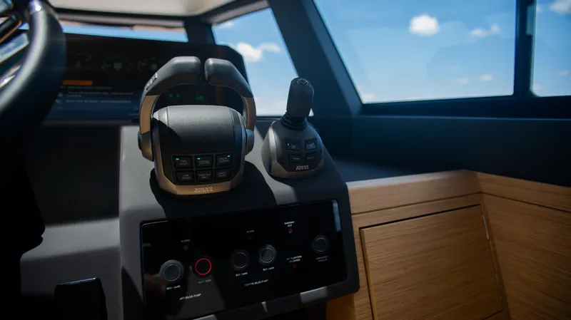 Slide: The Image of 2023 Pardo Yachts GT52 helm with modern controls and navigation system. - 22