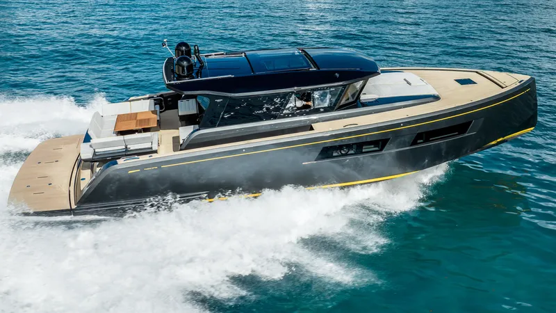 The Image of 2023 Pardo Yachts GT52 cruising on open water, showcasing sleek design and luxury. - 0