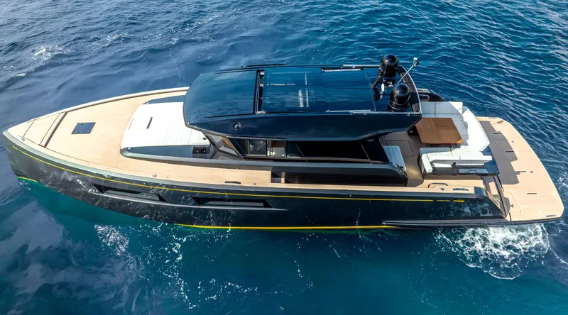Slide: The Image of 2023 Pardo Yachts GT52 cruising on open water, showcasing sleek design and luxury features. - 10