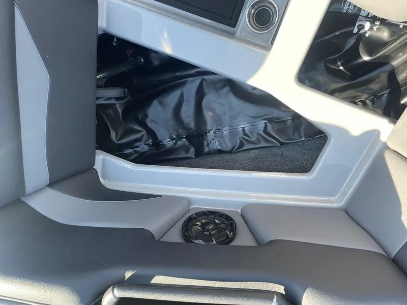 Slide: The Image of 2025 Moomba Mondo interior with sleek seating and integrated speaker system. - 30