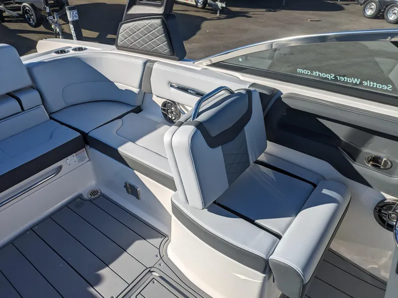 Slide: The Image of 2025 Chaparral 247 SSX boat interior with luxurious seating and modern design. - 17