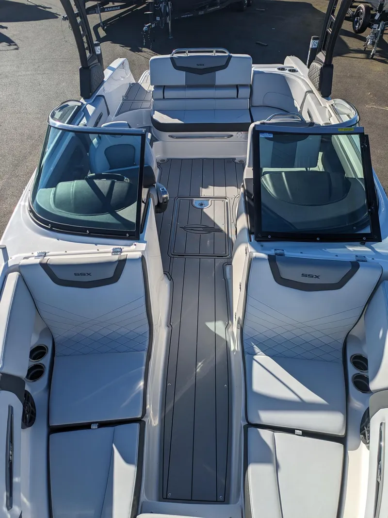 Slide: The Image of 2025 Chaparral 247 SSX boat interior with sleek seating and modern design. - 27