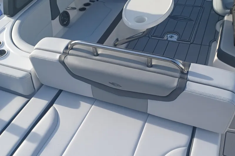 Slide: The Image of 2025 Chaparral 247 SSX boat interior with sleek seating and modern design. - 32
